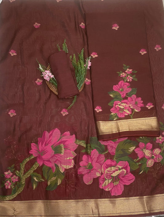 Jamdani Brown Suit Fabric / Jamdani Suits