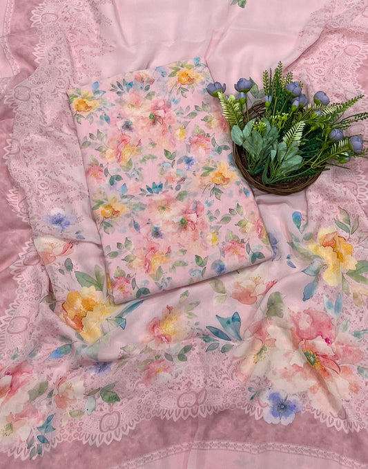 866A Georgette Peach Suit Fabric / CKC Georgette Suits