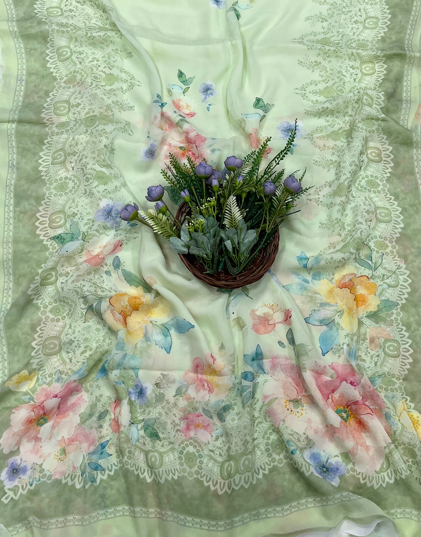 865A Georgette Pista Green Suit Fabric / CKC Georgette Suits