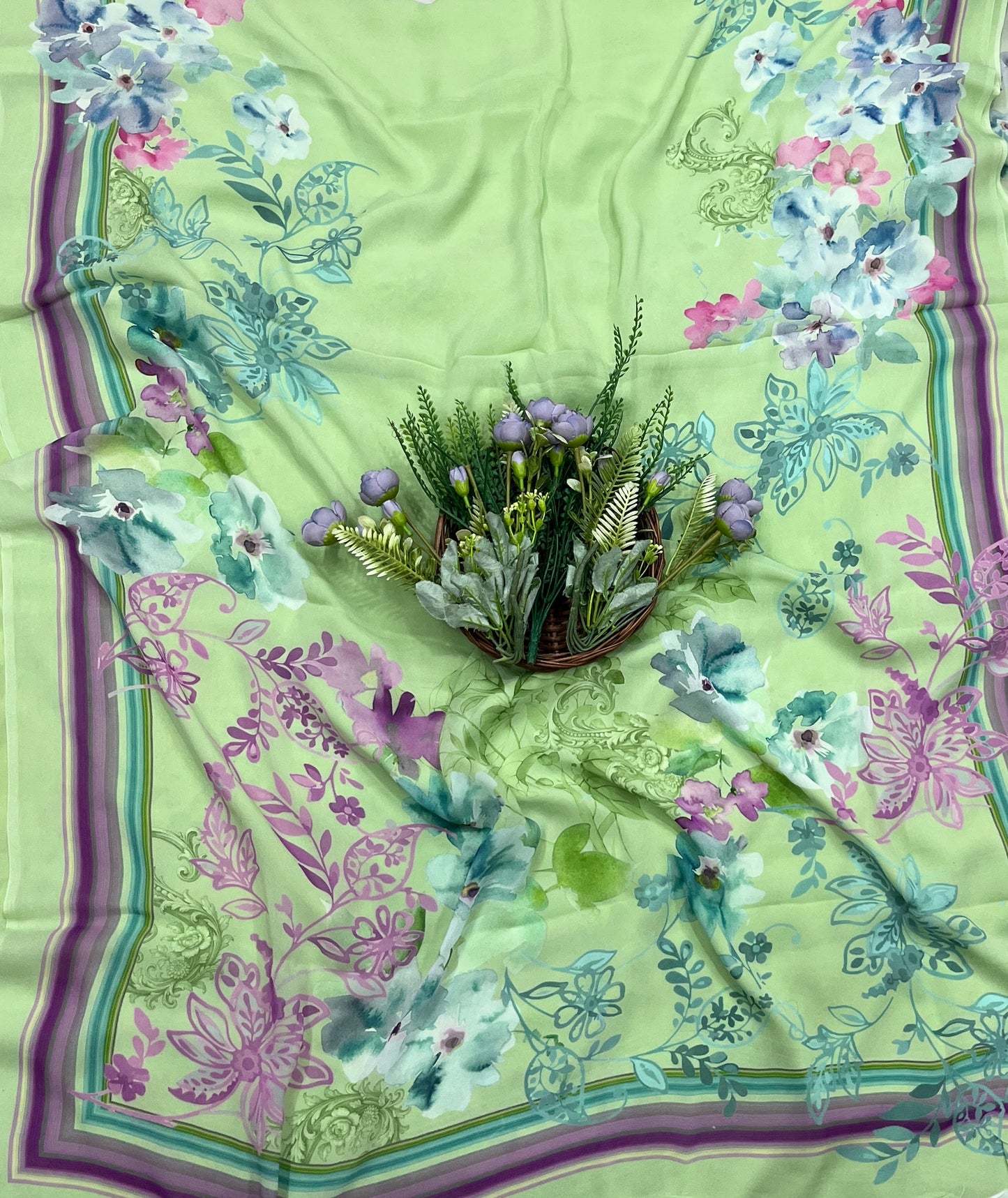 864A Georgette Pista Green Suit Fabric / CKC Georgette Suits