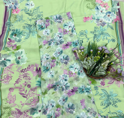 864A Georgette Pista Green Suit Fabric / CKC Georgette Suits