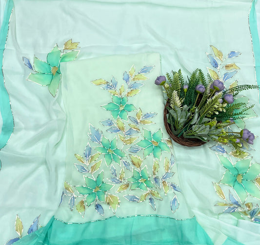 Chiffon Sea Green Suit Fabric/ CKC Partywear Collection