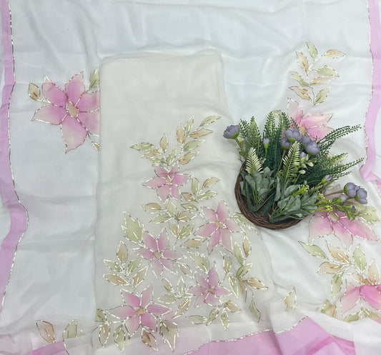 Chiffon Cream Suit Fabric/ CKC Partywear Collection