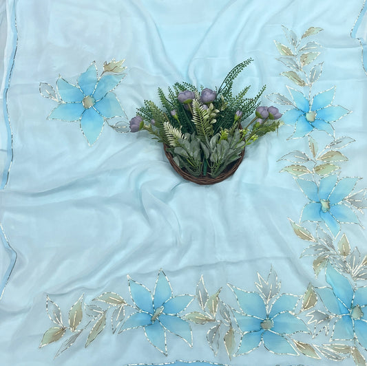 Chiffon Sea Blue Suit Fabric/ CKC Partywear Collection