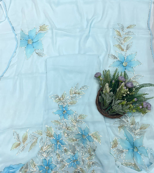 Chiffon Sea Blue Suit Fabric/ CKC Partywear Collection