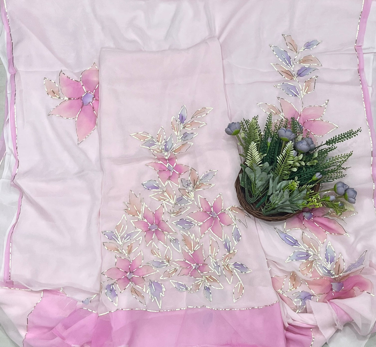 851A Crepe Pink Suit Fabric/ CKC Partywear Collection