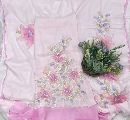 851A Crepe Pink Suit Fabric/ CKC Partywear Collection