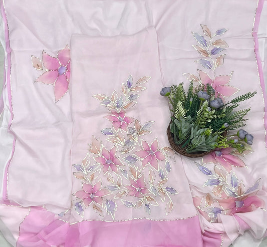 Chiffon Pink Suit Fabric/ CKC Partywear Collection