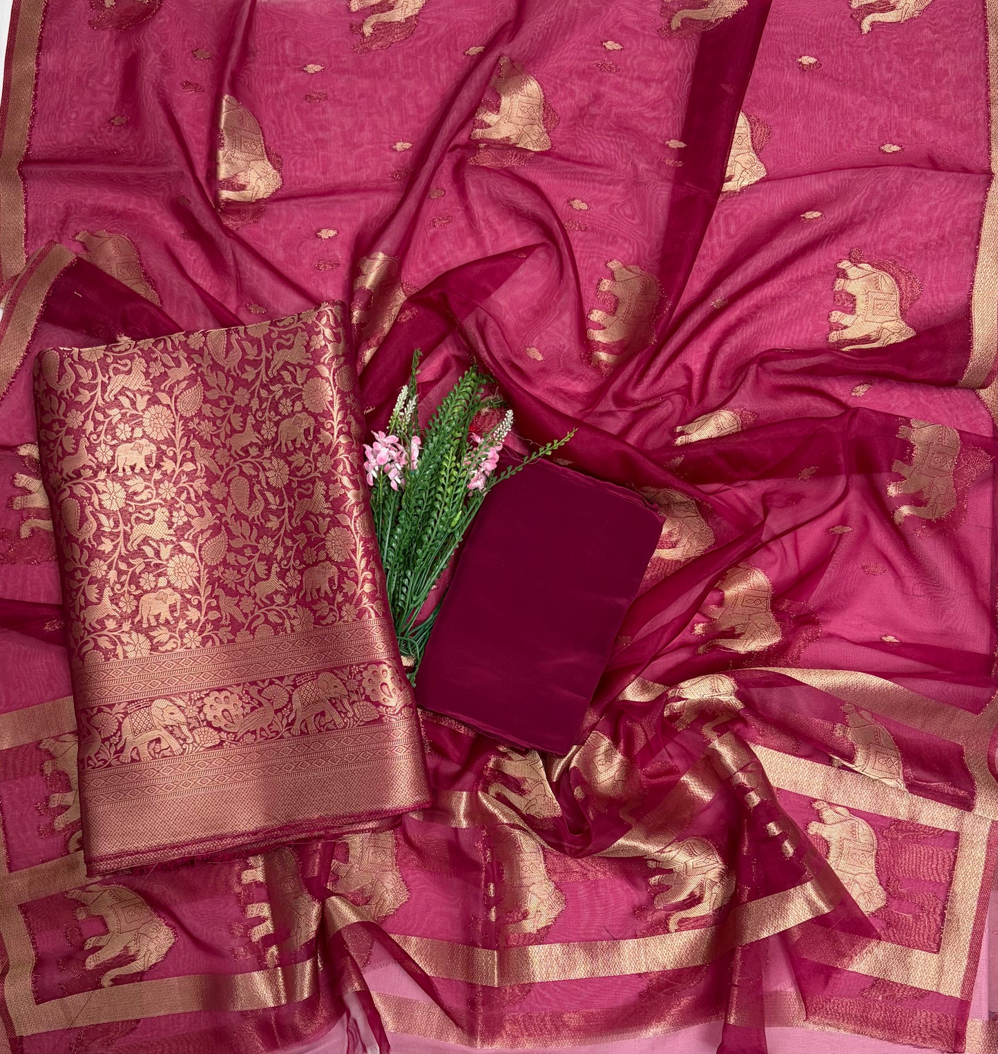 Brocade Wine Suit Fabric / Banarasi Baithak