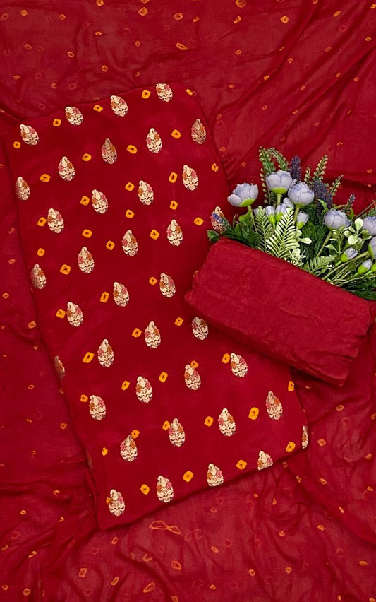 799D CREPE RED JAIPURI SUIT / CKC JAIPURI SUIT