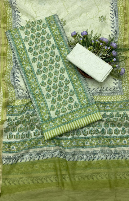 351B Cotton Pista Green suit Fabric / CKC Cotton Bazar
