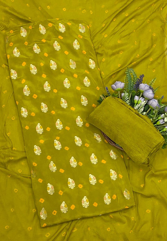 798D CREPE LIGHT GREEN JAIPURI SUIT FABRIC / CKC JAIPURI SUITS