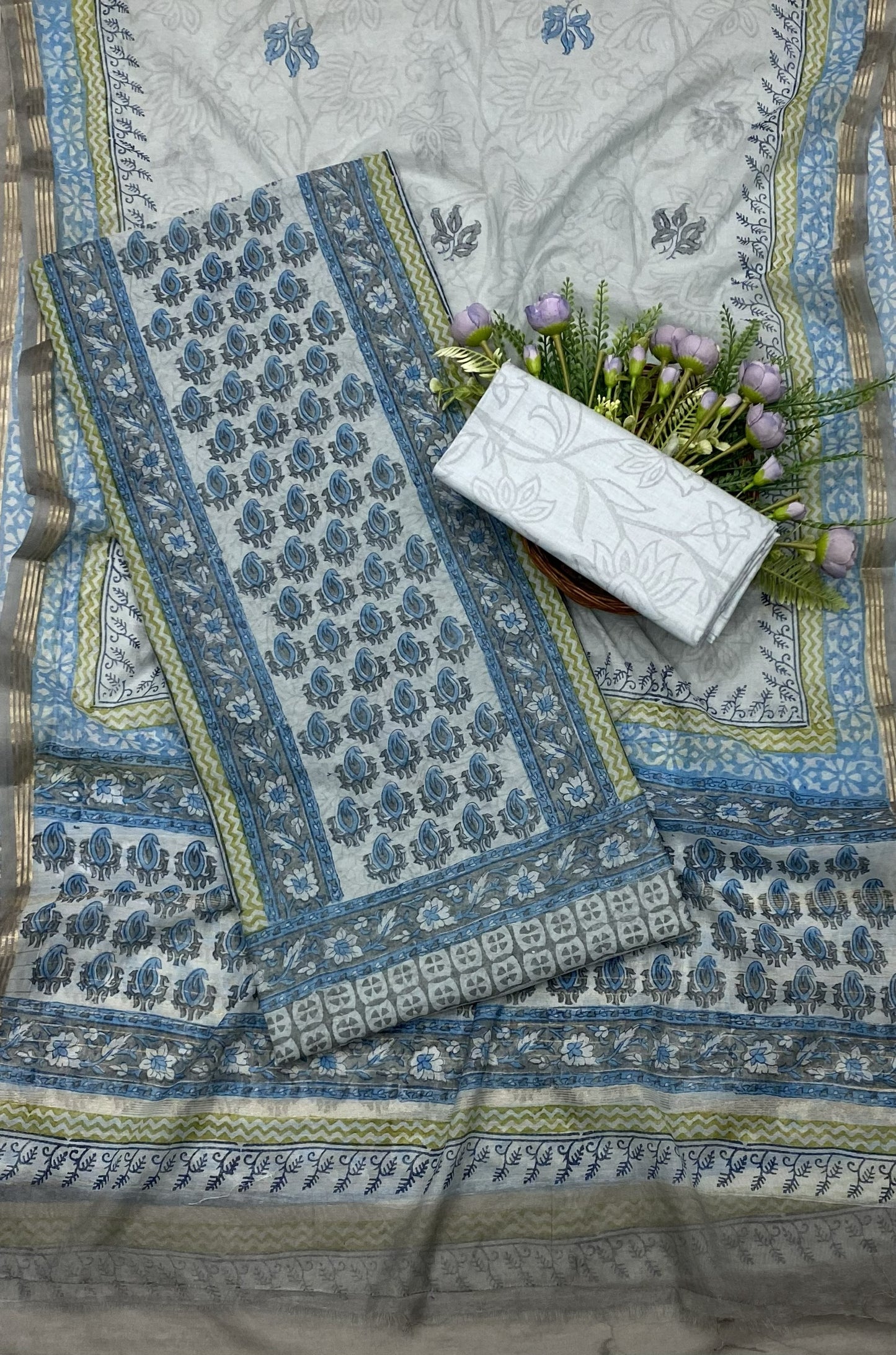 353B Cotton Light Ice Blue suit Fabric / CKC Cotton Bazar