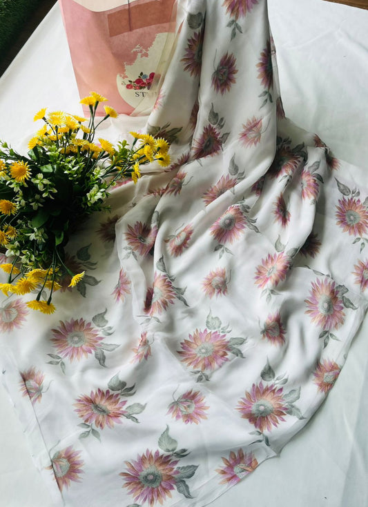 Ckc 353 Chiffon White With Nude Pink Suit Fabric / CKC Chiffon Suits