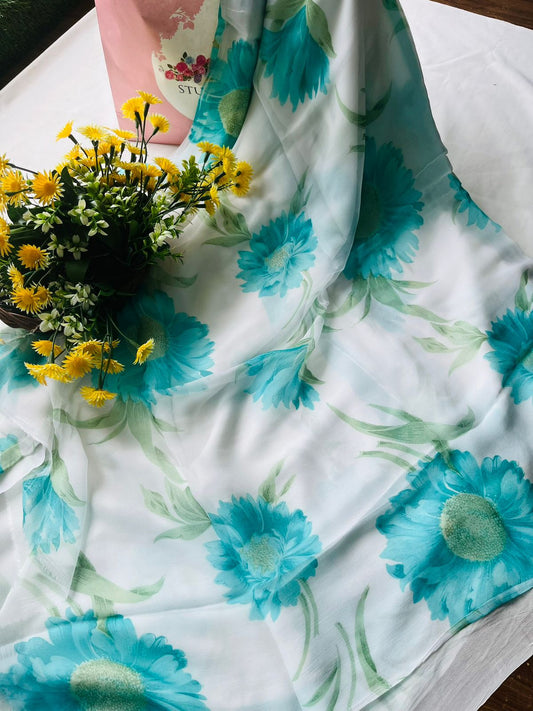Ckc 695 Chiffon Blue Suit Fabric / CKC Chiffon Suits