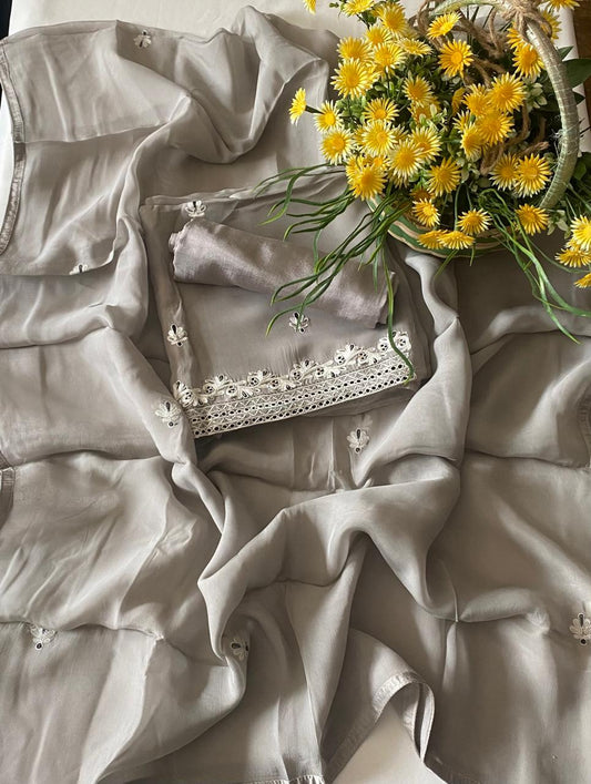 Organza Dusty Grey Suit Fabric / Summer Bazaar PT 6