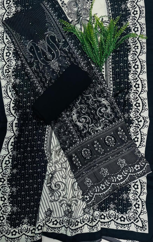 Muslin Black Suit Fabric/ Summer Market Collection