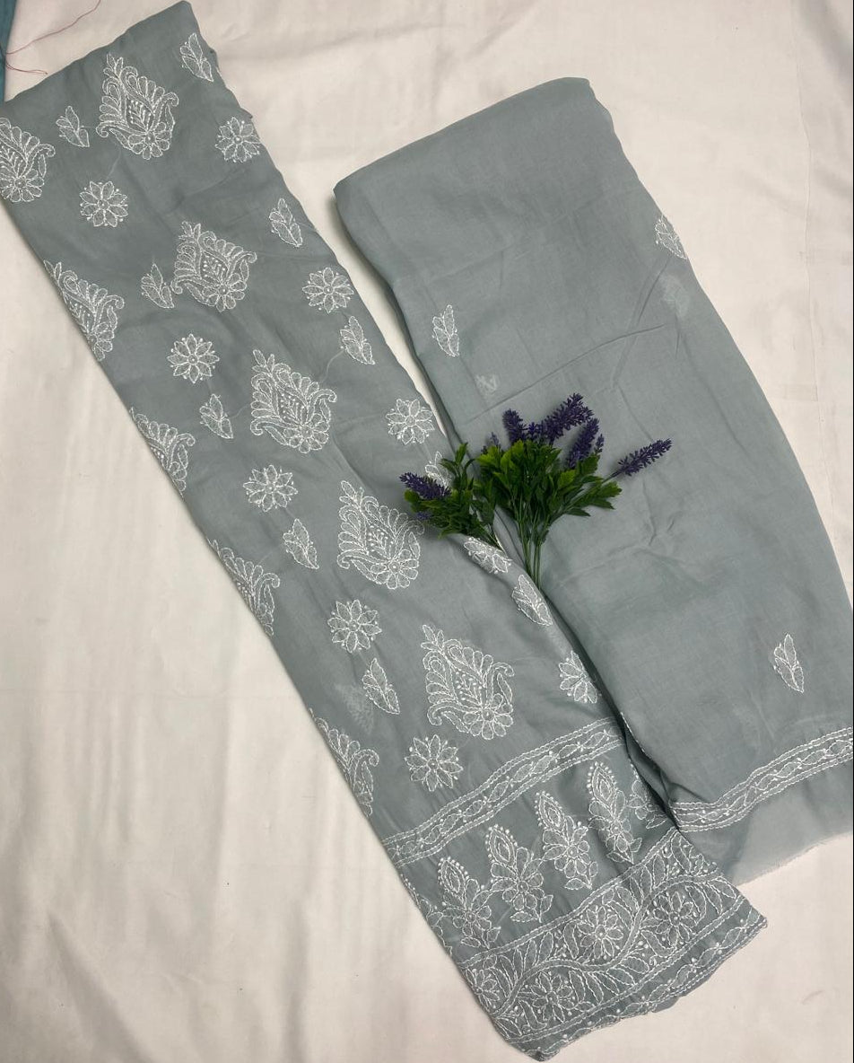 Cotton  Grey Suit Fabric / Lakhnavi Suits PT 2