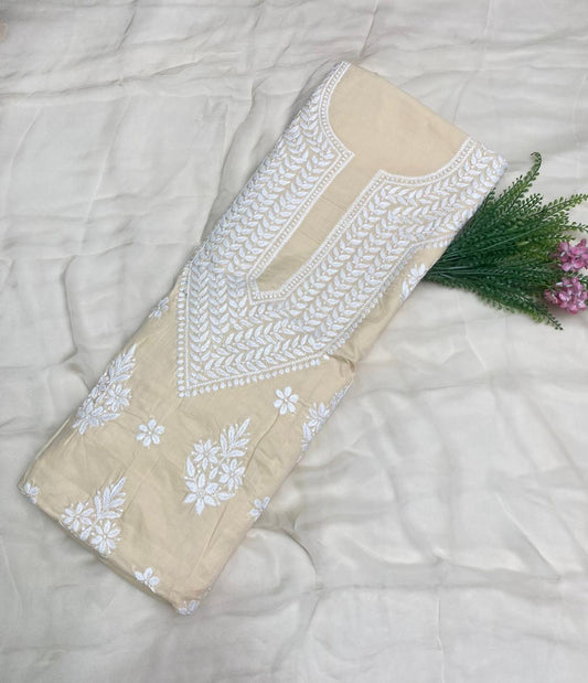 Cotton Light Yellow Suit Fabric / Lakhnavi Suits PT 2