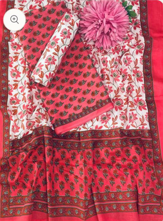 Cotton Red Suit Fabric / New Product Sale Collection