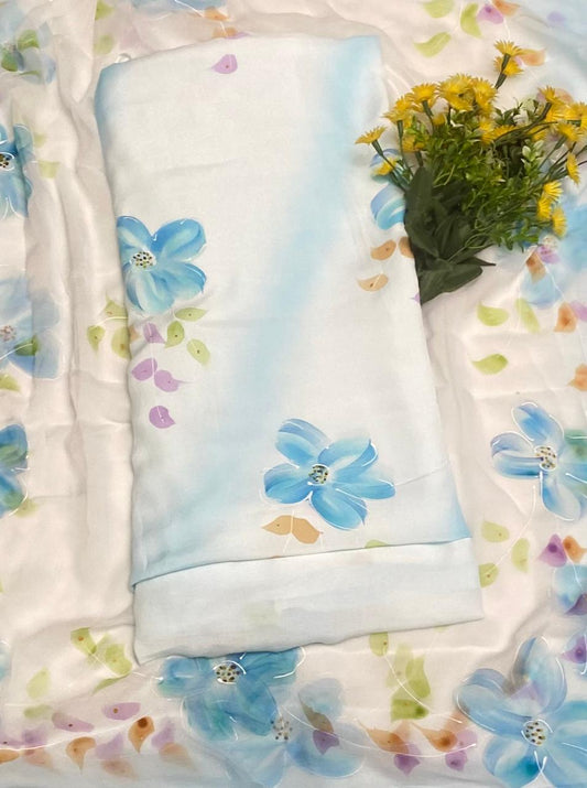 Muslin Blue Suit Fabric / Muslin Suits
