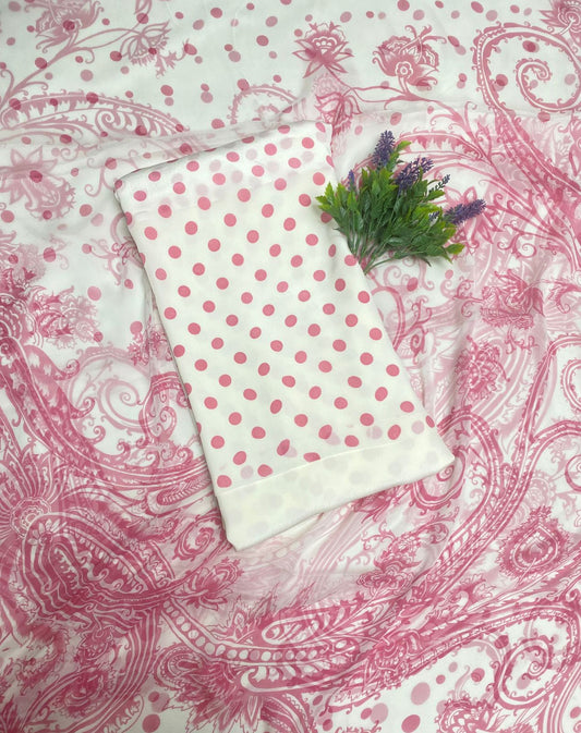 Crepe Polka Dot Pink Suit Fabric / Polka Story