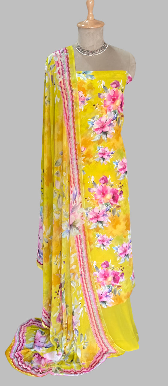 Ckc 421 Chinon Yellow Suit Fabric / CKC Phoolon Ka Ghar
