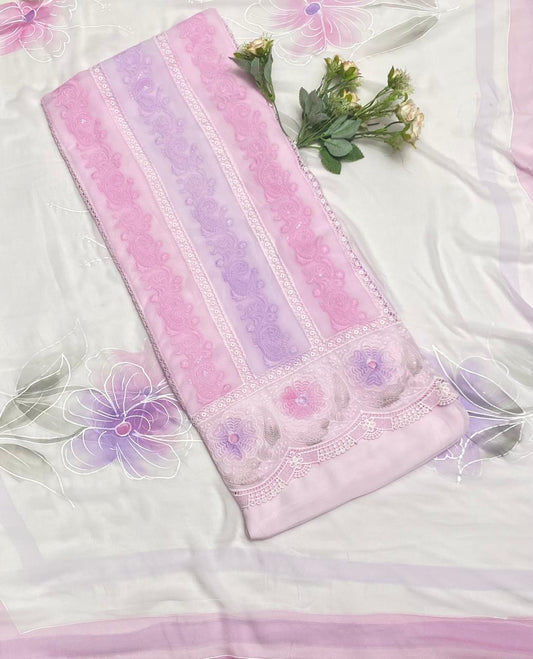 CKC 49 Georgette Lilac With Pink Suit Fabric / CKC Georgette Suits