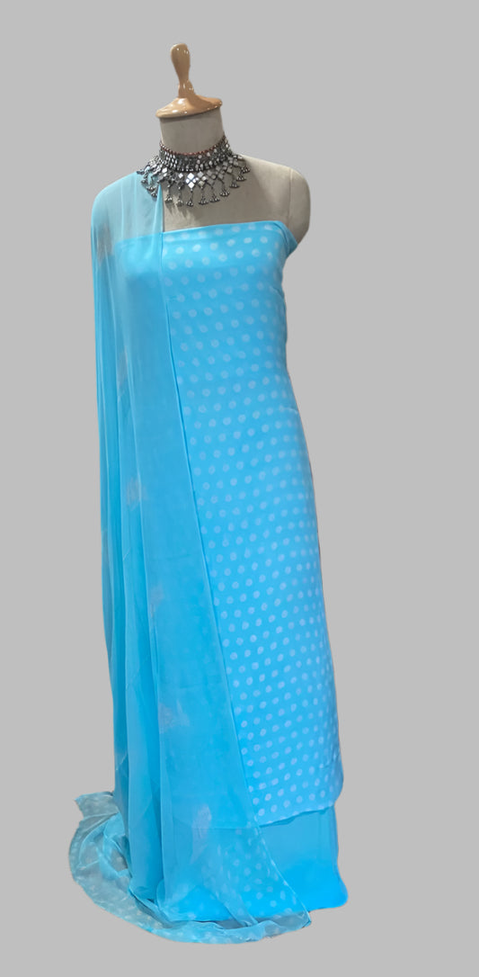 Chinon  Polka Dot Sky Blue Suit Fabric / Polka Story