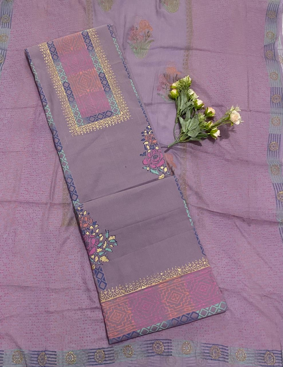Cotton Lilac Suit Fabric / Summer Elegance