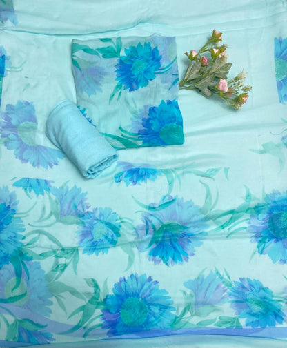 CKC 698 Chiffon Blue Suit Fabric/ CKC Chiffon Suits