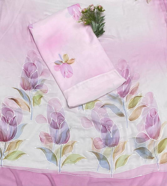 Georgette  Pink Suit Fabric / Easy Breezy