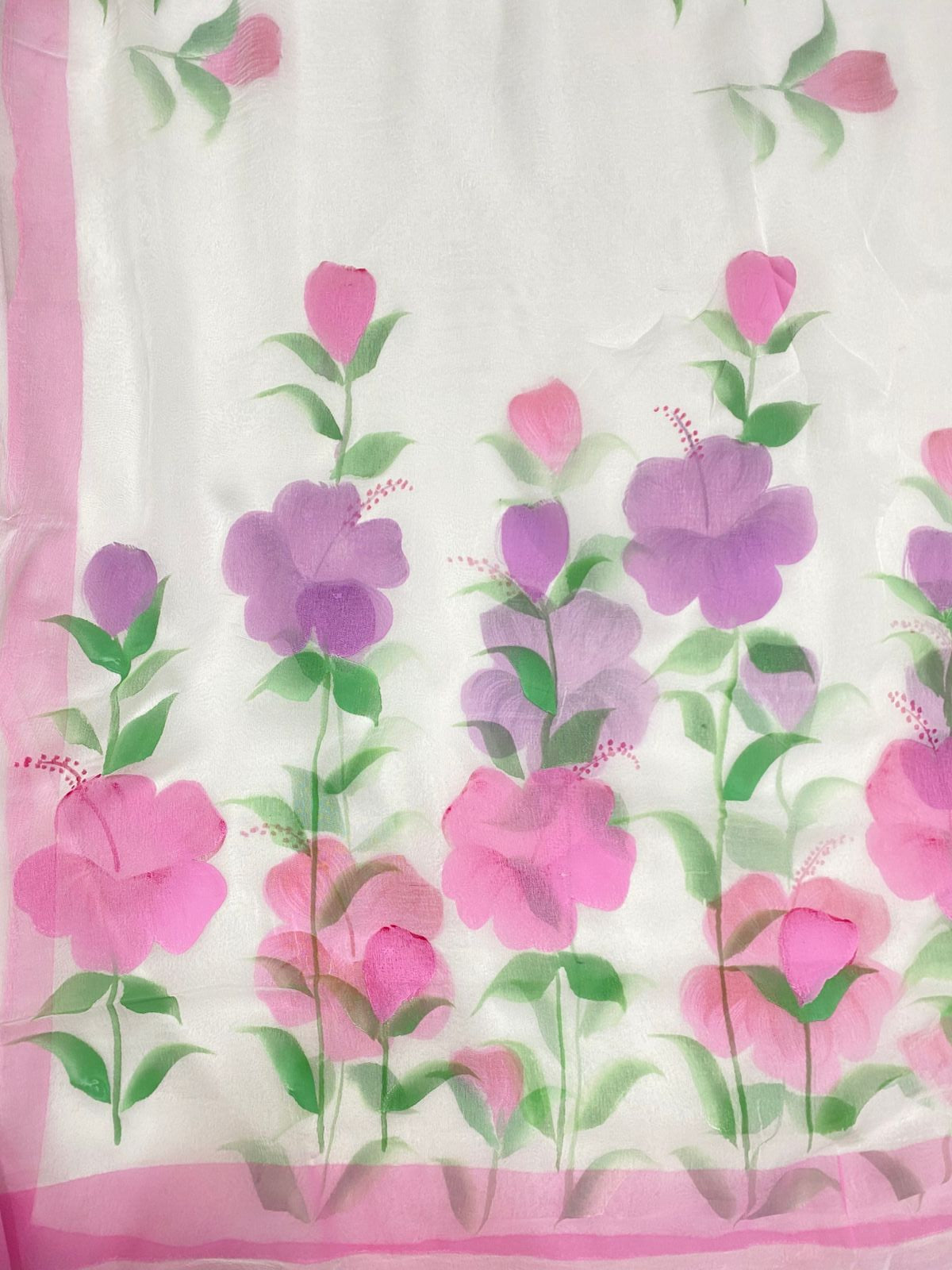 Cotton White With Purple  Suit Fabric/ Easy Breezy