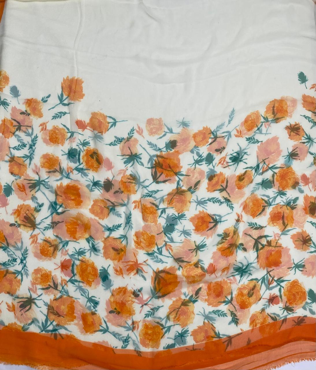 Crepe Musturd Suit Fabric / Phoolon Ka Ghar