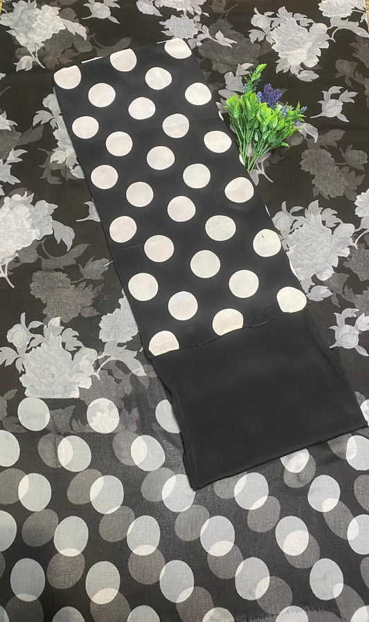 Crepe Polka Black Suit Fabric/ Polka Story