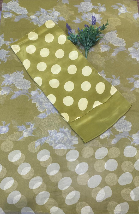 Crepe Polka Light Mehndi Green Suit Fabric/ Polka Story