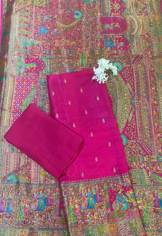 Banarsi Hot Pink Suit Fabric / Festive Vibe