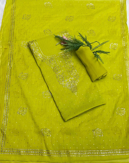 Mal Cotton Parrot Green Suit Fabric / Mal Cotton