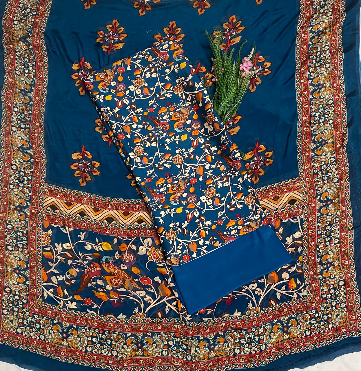 Tassar Cotton Navy Blue Suit Fabric / Tassar Suits