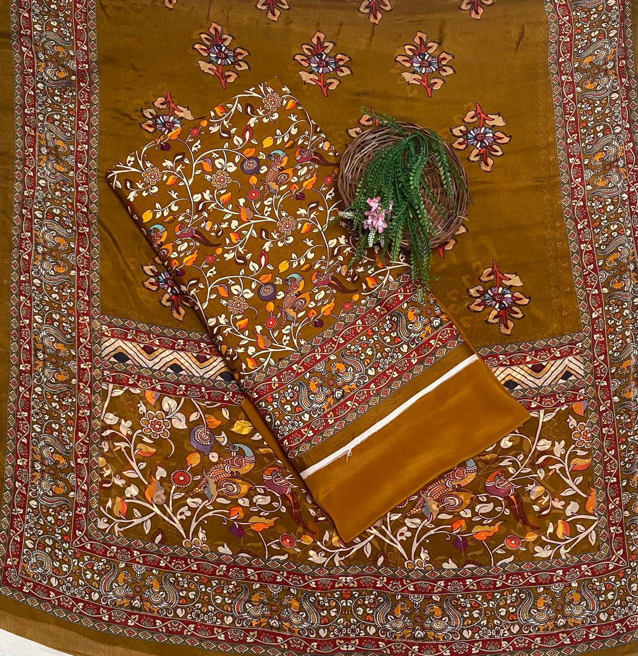 Tassar Cotton Brown Suit Fabric / Tassar Suits