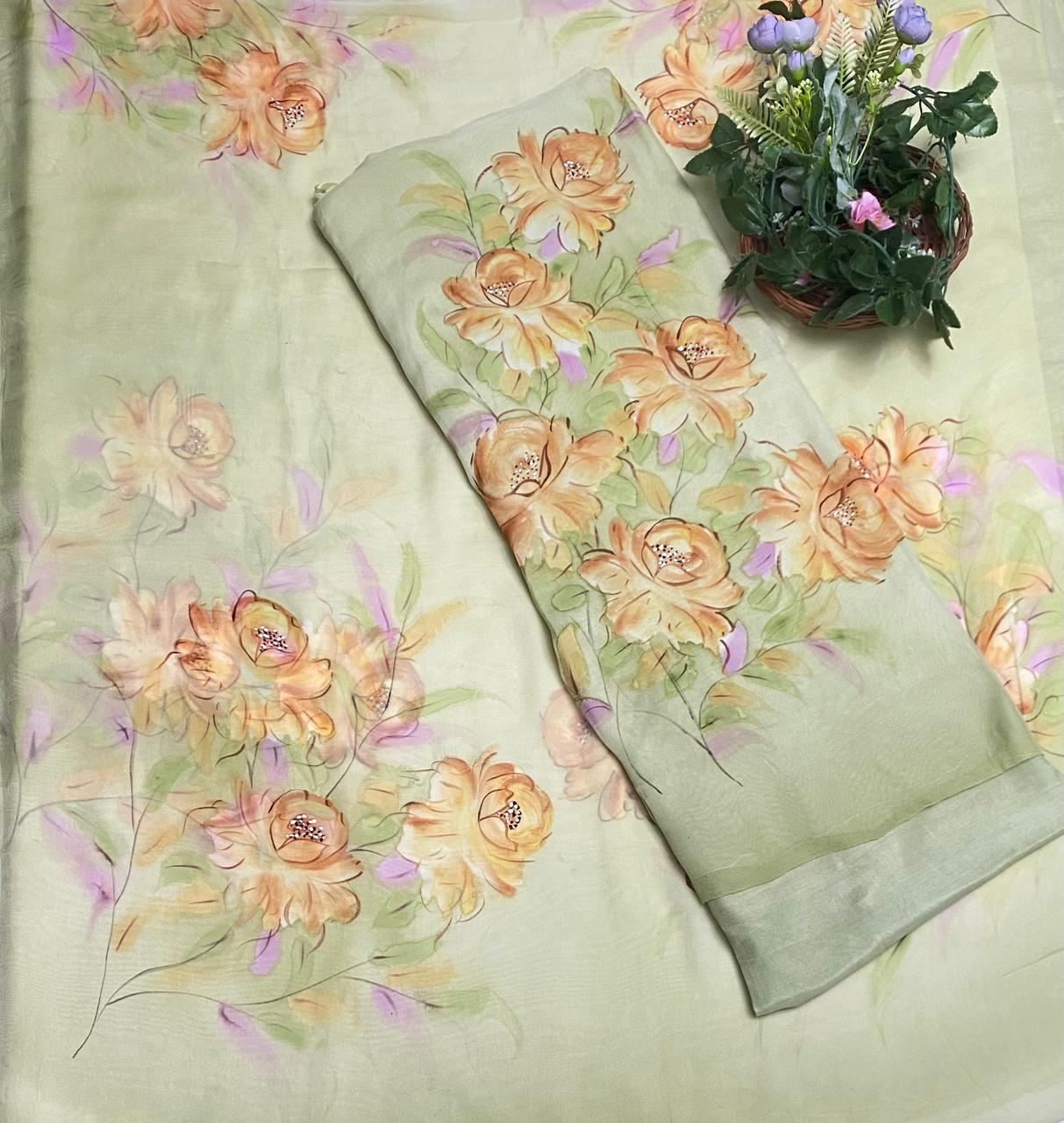 Mulberry Georgette Pista Green Suit Fabric / Easy Breezy