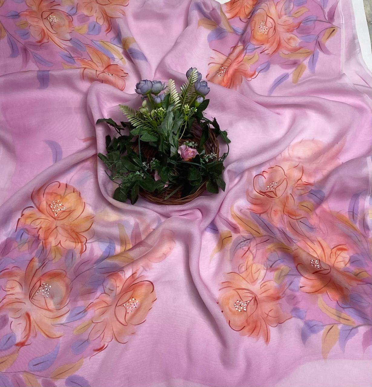 Mulberry Georgette Pink Suit Fabric / Easy Breezy