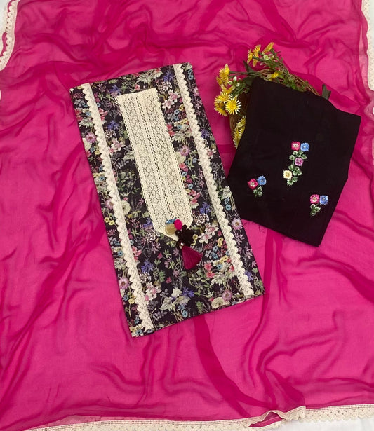 Linen Black Suit Fabric / Magic Of Resham 2025