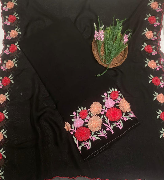 Organza Black Suit Fabric/ Karwachauth Collection