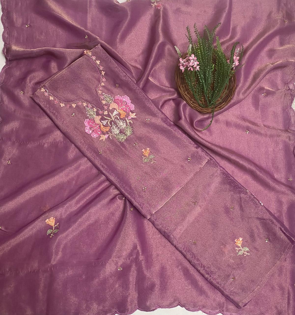 Shimmer Purple Suit Fabric/ Karwachauth Collection