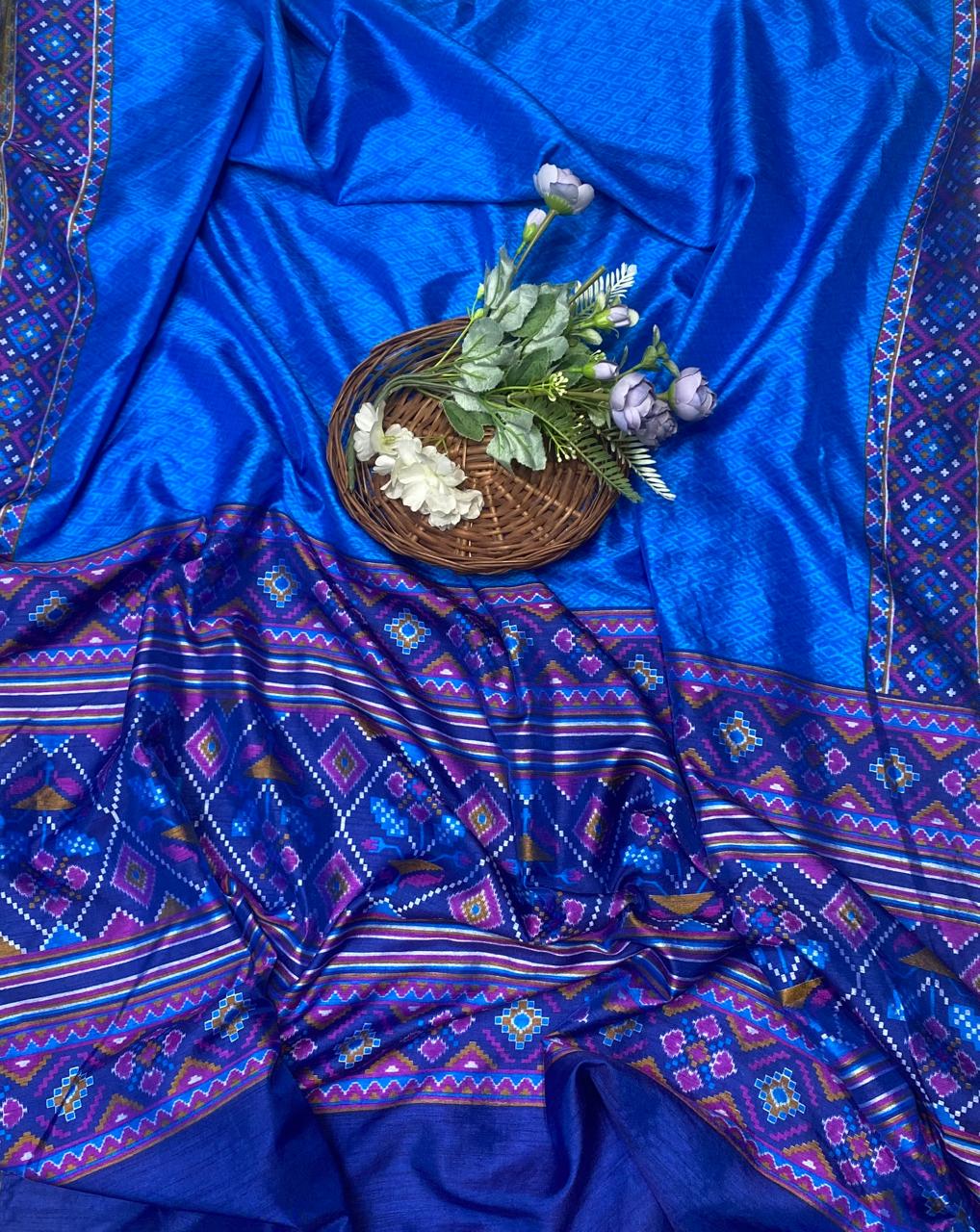 Patola Silk Navy Blue Suit Fabric / Summer Elegance