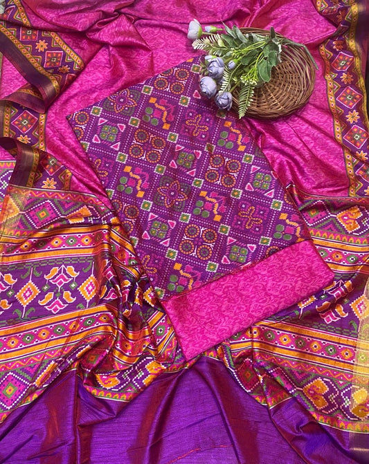 Patola Silk Purple Suit Fabric / Summer Elegance