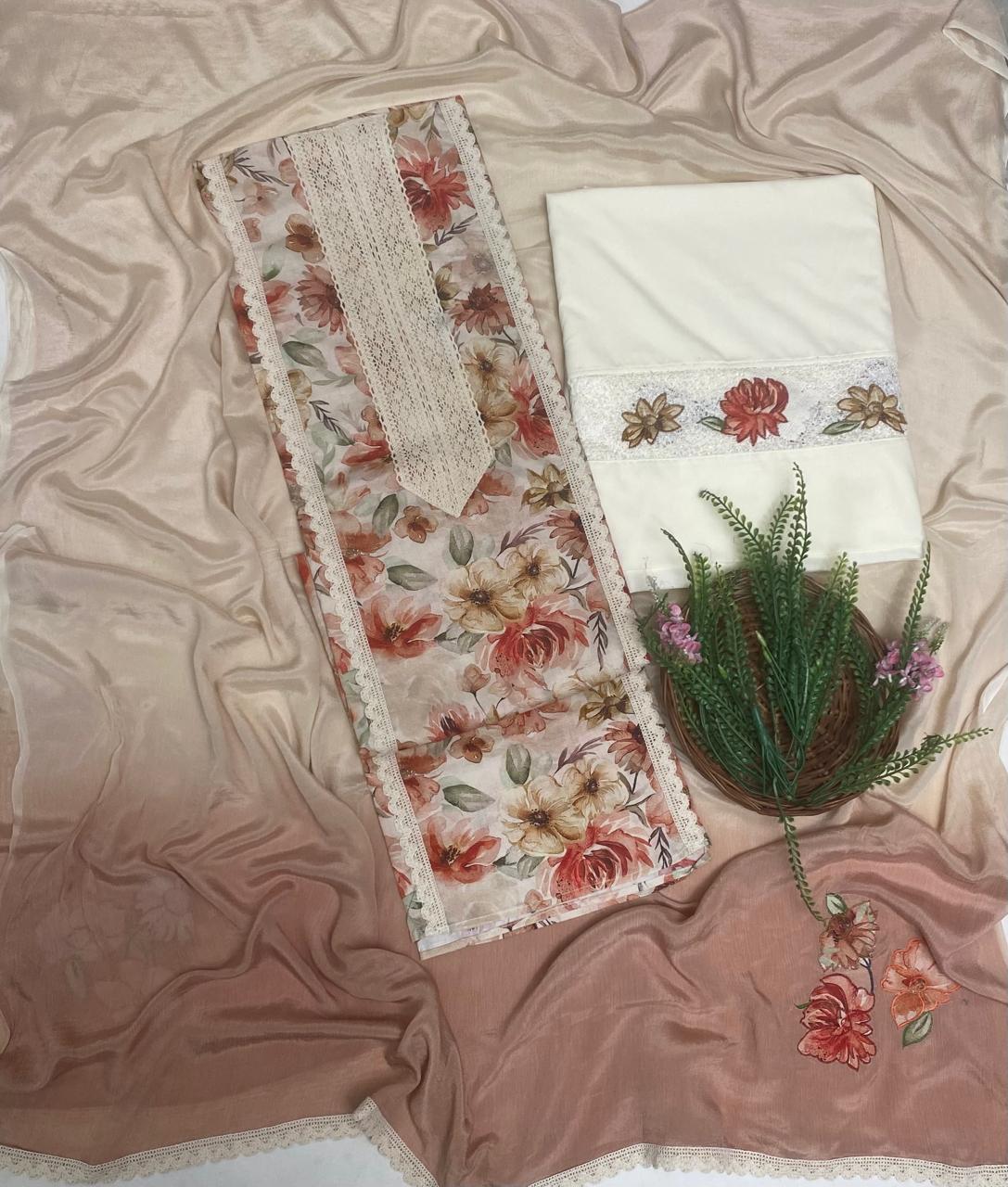 Cotton Muslin Skin Suit Fabric / Magic Of Resham 2025