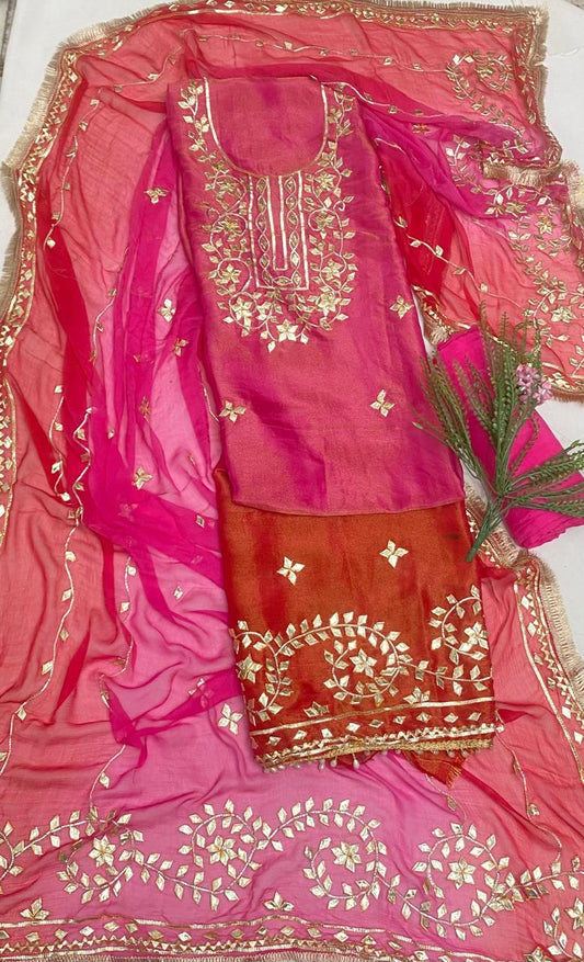 Shimmer Magenta Suit Fabric / Festive Vibe