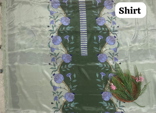 Crepe Dusty Pista Green Co-Ord Set Fabric / Co-Ord Set Collection